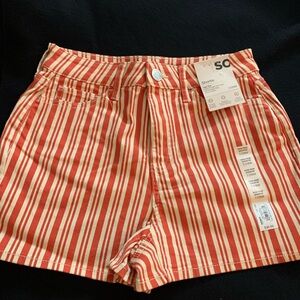 Womens striped shorts. Size 7/28W.  New with tags. Orange/white.